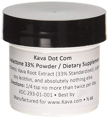 KavaDotCom Premium Kava Kavalactone 33% Powder for Muscle Relaxation, Sleep Aid, and Stress Relief (1/2oz)
