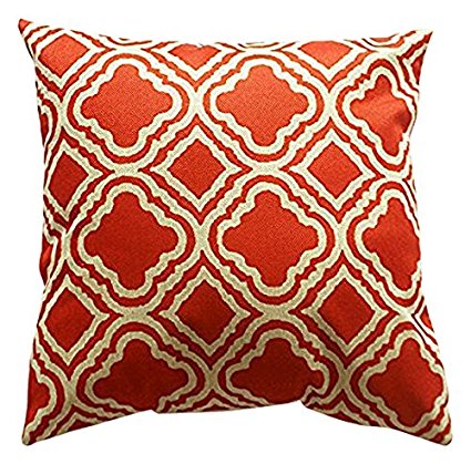 Lydealife Cotton 18 X 18 Inch Decorative Throw Pillow Cushion Cover, Argyle Pattern Orange