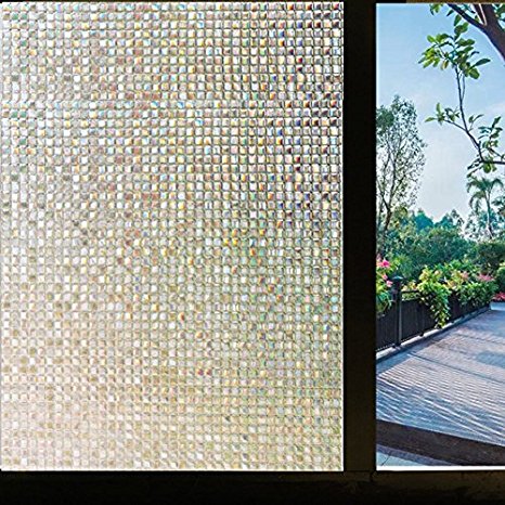 Generic 3D Window Films Non Glue Static Cling Decorative Film Mini Mosaic Privacy Window Film (17.7"×78.7", 1 Roll)