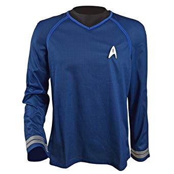 Allten Mens Into Darkness Spock Blue Shirt Halloween Cosplay Costume
