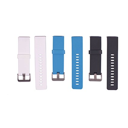 3PC Fitbit Blaze Accessories Classic Band Large, YGDZ Soft Silicone Replacement Sport Strap Band with Quick Release Pins for Fitbit Blaze Smart Fitness Watch White,Gray and Blue