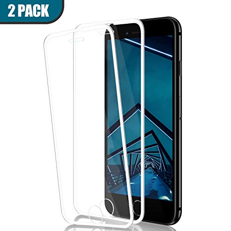 iPhone 8 Plus/7 Plus/6S Plus/6 Plus Screen Protector by BIGFACE, [2 Pack] 9H Hardness Premium HD Clarity Full Coverage Tempered Glass, Case Friendly, Anti-Bubble Film for iPhone 8P/7P/6SP/6P-White