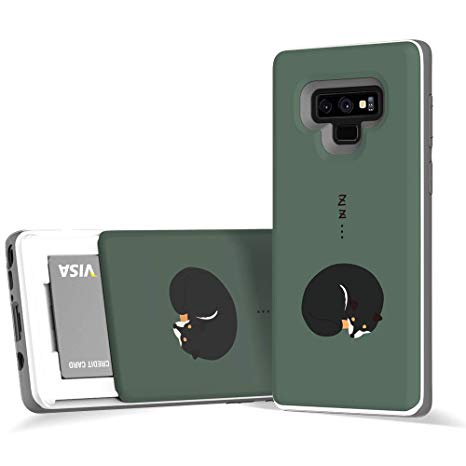 DesignSkin Note 9 Sliding Card Holder Case, Extreme Heavy Duty Triple Layer Bumper Protection Wallet Cover with Storage Slot Slider for Samsung Note9 - Shiva/Green