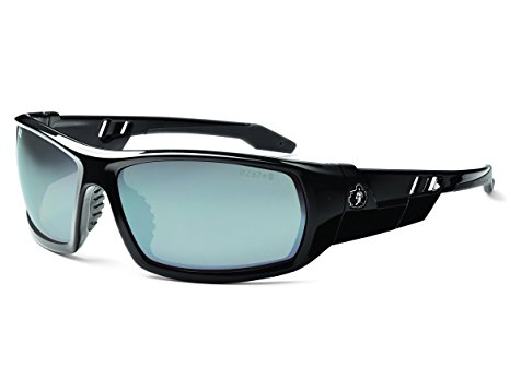 Skullerz Odin Safety Sunglasses - Black Frame, Silver Mirror Lens