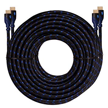 4K HDMI Cable,KAYO High Speed HDMI2.0 Cable CL3 Rated(In-Wall Installation) Supports Full 4K@60Hz,UHD,3D,2160p,Ethernet,ARC,Blu-Ray,PS3,PS4,Xbox,Free Cable Tie,Blue Black (40FT -2PK)