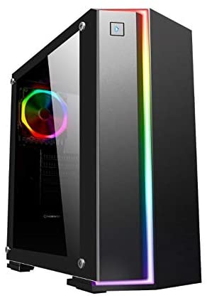 GameMax Starlight Mid-Tower RGB PC Gaming case, ATX, Full Tempered Glass Side Window, IR Remote, PWM Hub, Water Cooling Support, 1 x 120 Halo Single-Ring Spectrum Fans Included - Black