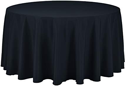 Remedios Round Tablecloth Solid Color Polyester Table Cloth for Bridal Shower Wedding Table – Wrinkle Free Dinner Tablecloth for Restaurant Party Banquet (Navy Blue, 108 inch)