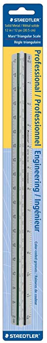 Staedtler 12-Inches Engineer Aluminum Triangular Scale (987M1834BK)