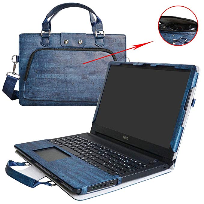 Inspiron 15 5558 5559 5555 5566 Case,2 in 1 Accurately Designed Protective PU Leather Cover   Portable Carrying Bag for 15.6" Dell Inspiron 15 5000 Series i5558 i5559 i5555 i5566 Laptop,Blue