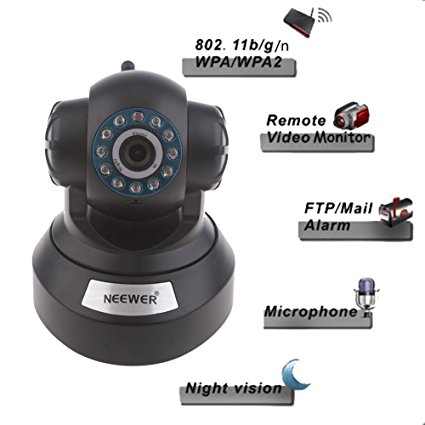 Neewer P2P Plug & Play Wireless Pan & Tilt IP/Network Internet Camera - V100 Black