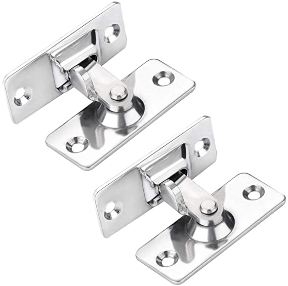 DOITOOL 2PCS 90 Degree Right Angle Door Lock Buckle Security Door Lock Bolt,Stainless Steel Gate Latch for Wooden Fences or Metal Gates Safety Sliding Door Latch (Silver)