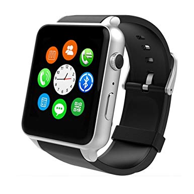 Smart Watch With Heart Rate Monitor,Bluetooth Smart Watches Supports SIM Card Works With Samsung, Apple iPhone etc Android and iOS System Smartphones (Black-Silver)