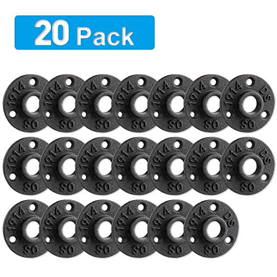 3/4" Floor Flange, Home TZH Malleable iron Pipe Fittings for Industrial vintage style, Flanges with Threaded Hole for DIY Project/Furniture/Shelving Decoration (20 Pack)
