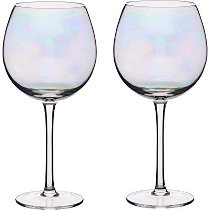 Kitchen Craft BarCraft Rainbow-Pearl Iridescent Balloon Gin Glasses, 500 ml (Set of 2)