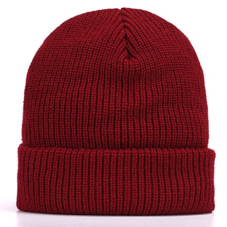 Men Knit Hat Winter Beanie Slouchy Hats Skull Cap Thick Fleece Lining