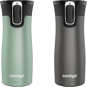 Contigo West Loop Beverage|Water Bottles, 16 Ounce (2-Pack), Agave Metallic & Sake Metallic