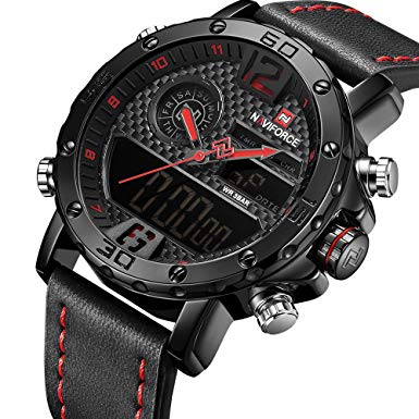 NAVIFORCE Men Sport Chronograph Watch with Date and Week Man Luxury Waterproof Casual Dual Display Wrist Watch