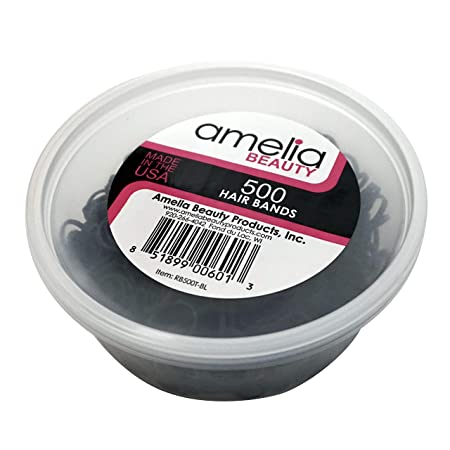 500 Rubber Bands in Container for Ponytails and Braids (Black), Made in USA!