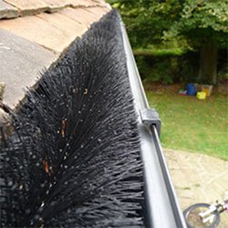 GroundMaster Gutter Guard Brush - Black - Drain Downpipe Debris Leaves Filter
