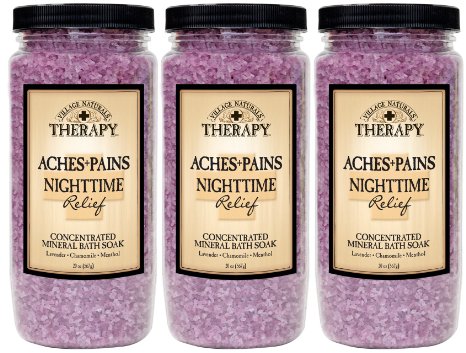 Village Naturals Therapy Aches and Pains Nighttime Relief Mineral Bath Soak 20oz 3 pack (3)