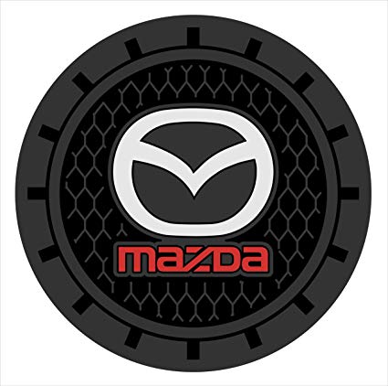 Auto sport 2.75 Inch Diameter Oval Tough Car Logo Vehicle Travel Auto Cup Holder Insert Coaster Can 2 Pcs Pack (Mazda)