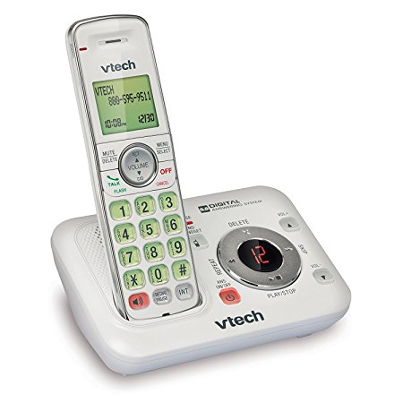 VTech CS6429-17 DECT 6.0 Expandable Cordless Phone with Answering System and Caller ID, 1 Handset, White