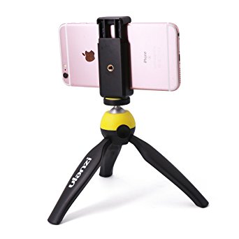 Cell Phone Tripod,Ulanzi Mini Tripod   Universal Holder Clip for Digital Camera & iPhone 7 6 Plus 6 5S SE & Samsung Galaxy S6 S6 edge S5 S4 S3 Note 4 3 2 and other cell phones (Yellow)