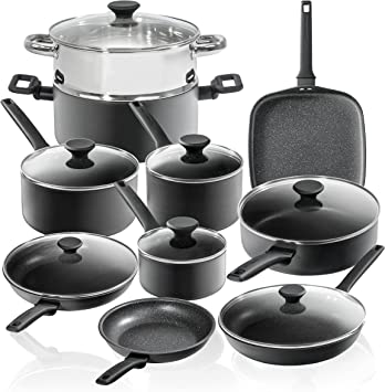 Granitestone Pro Premier Pots and Pans Set Nonstick, 17 Pc Hard Anodized Kitchen Cookware Set Nonstick, Ultra Durable, Diamond & Mineral Coating, Stay Cool Handles, Dishwasher Safe, 100% Toxin Free