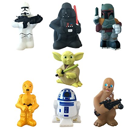 Disney Parks Exclusive Star Wars Set of 7 Character Squeeze Bath Tub Pool Toys