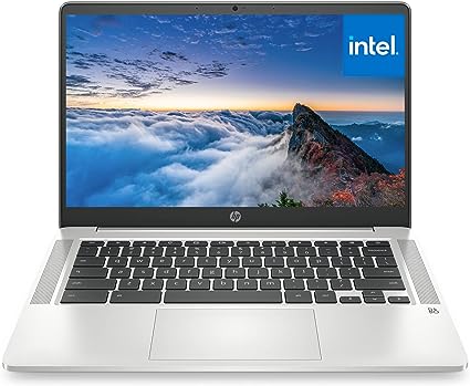 HP 2023 Newest Chromebook 14 Laptop, Intel Quad-Core Processor, 4GB RAM, 64GB eMMC, 14" HD Micro-Edge Display, Ultra Light, 4K Graphics, Anti-Glare, Wi-Fi, Chrome OS, Bundle with JAWFOAL