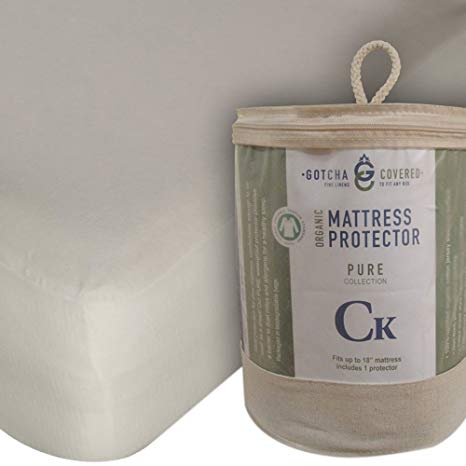 Gotcha The Pure Collection Organic Cotton Jersey Mattress Protector Cal King Natural