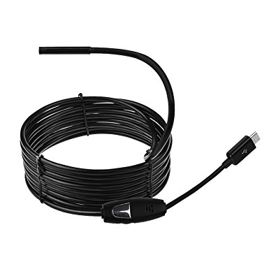 Powstro USB HD Endoscope Camera 2 Million Pixels Waterproof CMOS boredscope Inspection 7MM Diameter with 5M flexible Cable Inspection Tube Snake camera (5m/16.4ft)