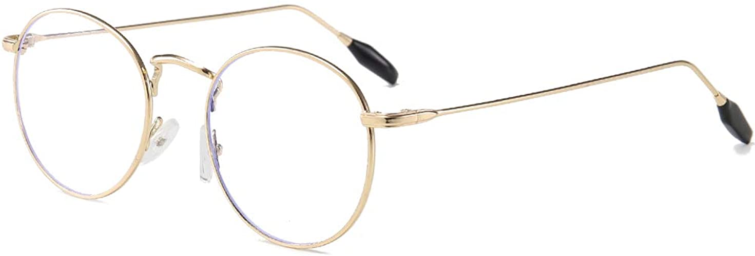 Sirain Blue Light Blocking Glasses Round Retro Eyeglasses Frame Stylish Anti Blue Ray Computer Game Glasses(non prescription)