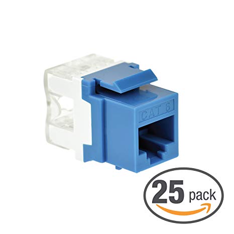 Mediabridge Cat6 Keystone Jack (Blue) - Punch-Down RJ45 Insert for Keystone Wall Plate - 25 Pack (Part# 51J-C6-BLU-25PK )