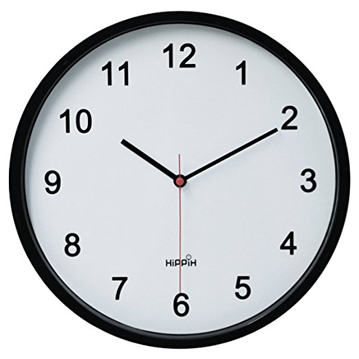 Hippih 10" Silent Quartz Wall Clock with Glass surface Non-ticking Digital,CL-2315-D