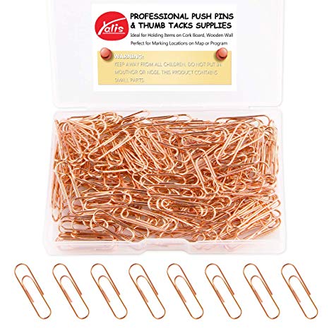 Rose Gold Paper Clips 200 pcs Smooth Finish Steel Wire Paperclips 28mm Medium Size for Document Organizing and Classifying Office Supplies (28mm Rose Gold)