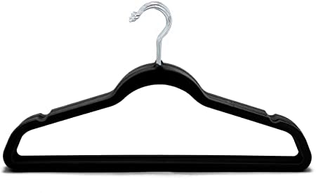 Jeronic Ultra Thin Non-Slip Velvet Clothes Hanger, Pack of 50, Black