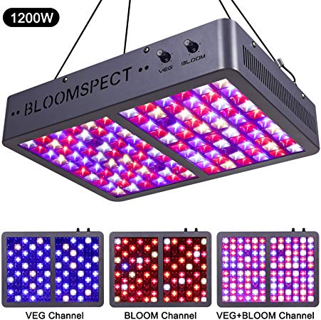 BLOOMSPECT Dimmable Series 1200W LED Grow Light, Full Spectrum for Indoor Hydroponics Greenhouse Plants Veg and Bloom (120pcs 10W LEDs)