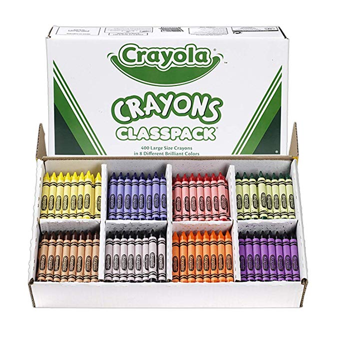 Crayola Crayon Classpack Large Size, 8 Classic Crayola Colors (400 Count) Bulk Pack Is Great for Kids Classrooms or Preschools, Non-Toxic Art Tools for Kids & Toddlers 3 & Up