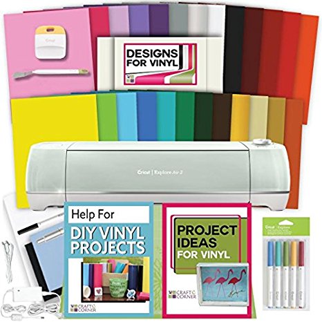 Cricut Explore Air 2 Machine Bundle - Tools, Pens, Vinyl Pack, Designs & Project Inspiration