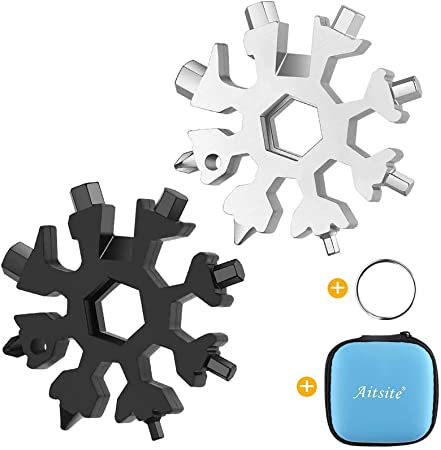 Aitsite 18-in-1 Snowflake Multi Tool Stainless Portable Steel Multi-Tool (Silver & Black)