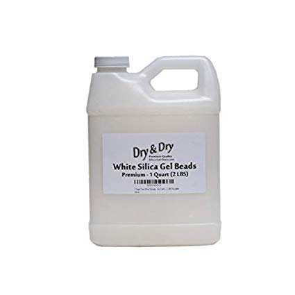 Dry & Dry 1 Quart Pure White Silica Gel Desiccant Beads - 2 LBS Reusable