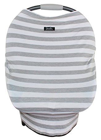 Multi-Use Baby Car Seat Canopy Cover | Nursing, Breastfeeding Cover | Unique Baby Gift (Gray and White)