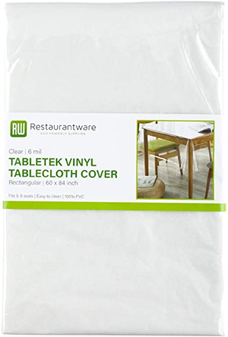 Rectangle Clear Plastic Tablecloth Cover - 6 mil Thick - 84" x 60" - 1 ct Box - Table Tek - Restaurantware