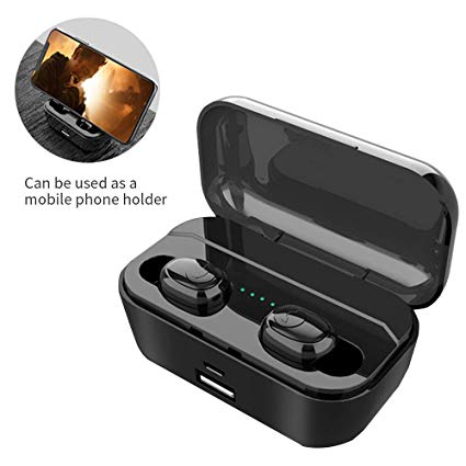 Bluetooth 5.0 in-Ear Noise Cancelling Headphones with Strong Connection TWS with 3500mAh Charging Case IPX7 Water Proof for Work Sports Light Display Black