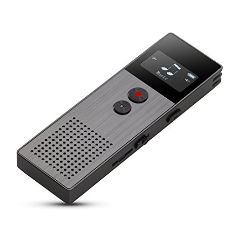 Digital Voice Recorder MP3 Player, Double Microphone with Built-in Speakers, Multifunctional, USB, Rechargeable, Voice Activated, 8GB Mini Simple Sound Audio Dictaphone for Meetings Lectures