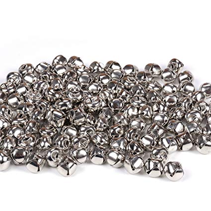 eborder 1/2 inch Jingle Bells Craft Bells Set for Kids, Craft and Christmas Decoration, 120 Pieces (Silver)