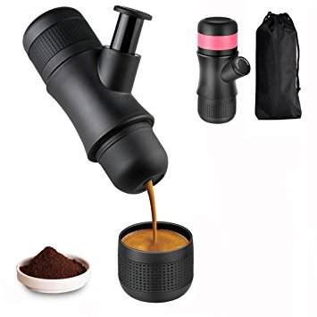Kaleep Portable Hand Held Espresso Maker, Manual Pressure Coffee Machine,No Battery,No Electronic Power,Mini Coffee Maker for Travel Office Home Outdoor(Black)