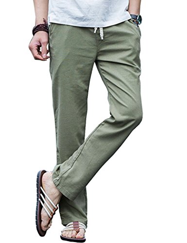 MR. R Men's Summer Cotton Linen Drawstring Solid Casual Pants 7 Colors