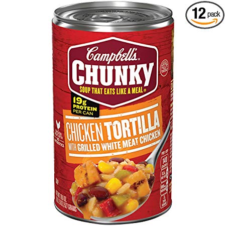 Campbell's Chunky Tortilla Soup with Grilled White Meat Chicken, 18.6 oz. Can (Pack of 12)